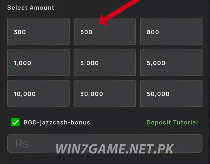 Choose the Deposit Amount
