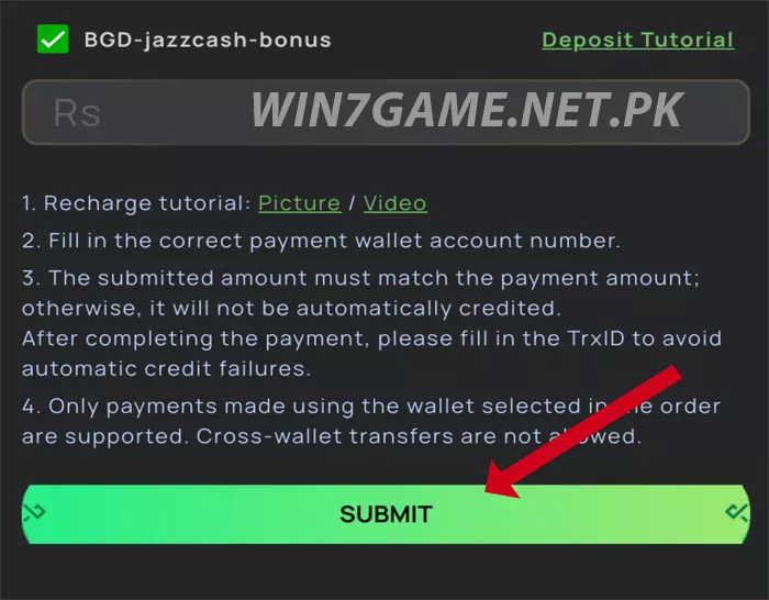 How to Deposit Money in Win7 Game